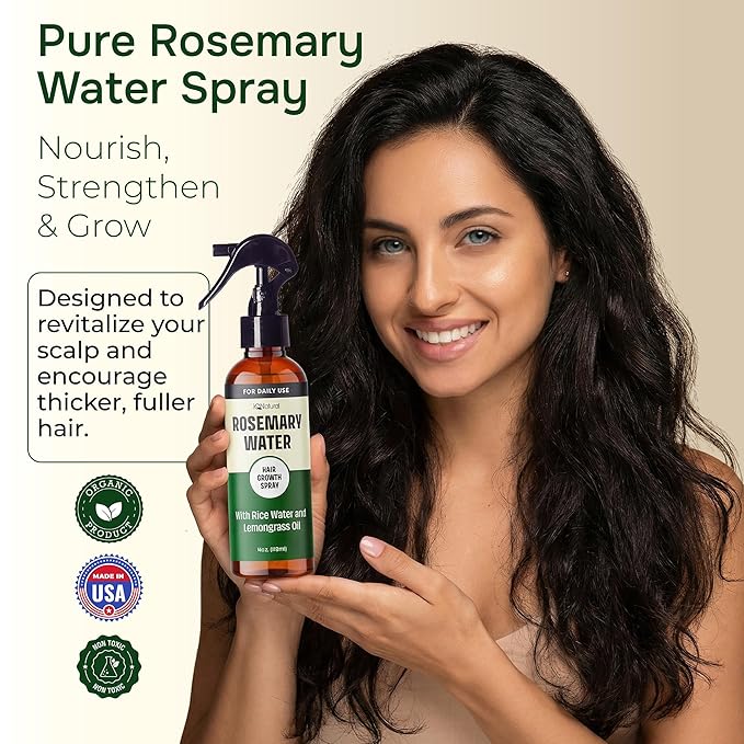IQNATURAL Rosemary Water Spray for Hair Growth - Made in the USA - Rosemary Spray for Hair, Root Enhancer - Strengthen, Moisturize, Thicken, Repair - Rosemary Hair Spray - 4oz