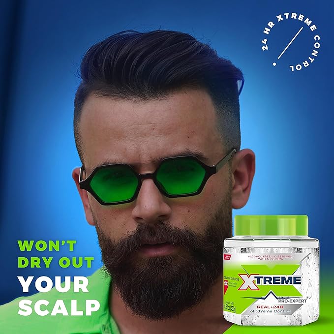 Xtreme Pro-Expert Clear Styling Hair Gel, Alcohol-Free 24-Hours Xtreme Control With Aloe Vera, 15.87 oz (Pack of 12)