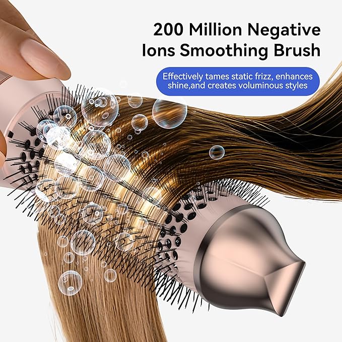 6-in-1 Hair Dryer Brush, 110,000 RPM High-Speed Hair Dryer Fast Drying,Upgraded Air Styler with Auto Wrap Curlers,Blow Dryer Brush for Straightening, Smoothing,Volumizing, No Heat Damage