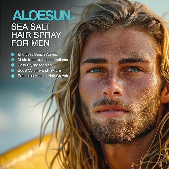 ALOESUN Organic Sea Salt Hair Spray - Texture & Volume Hairspray for Men & Women with Aloe Vera & Lavender - Styling Texturizing Volumizing Products for Wavy Curly & Fine Hair - Travel Size Bottle