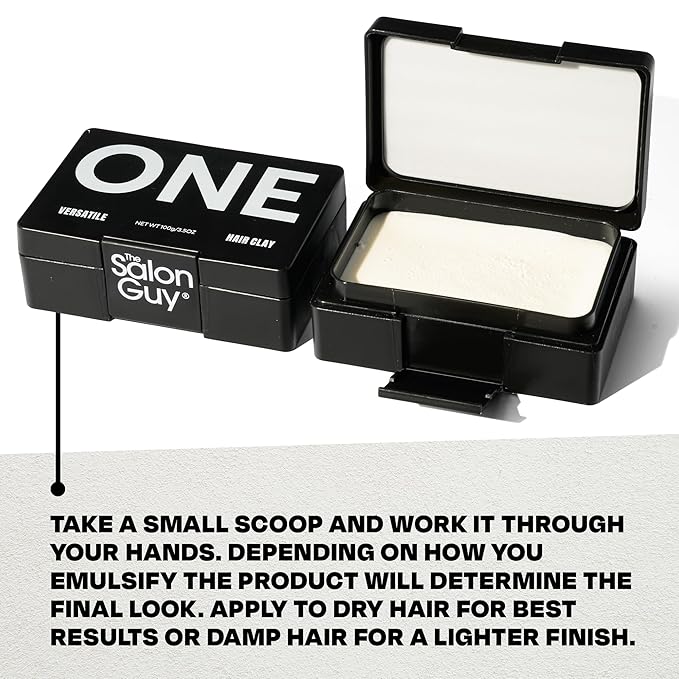 THESALONGUY ONE Hair Clay for Men - 3-in-1 Styling Cream, Clay, and Hair Pomade for Men - Ultra Versatile, Clean Scent, Matte Finish - (3.5 oz)