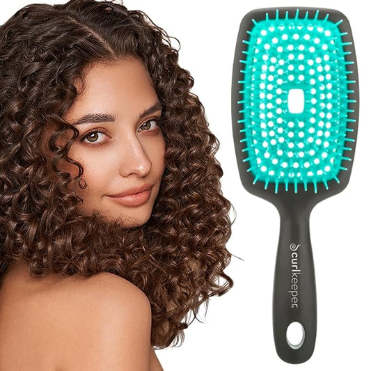 Curl Keeper Flexy Hair Brush, Turquoise - Detangling Hair Brush with Flexible Bristles for Shower Use, Combing Through Curls & Removing Tangles - Lightweight Hair Accessories for All Hair Type