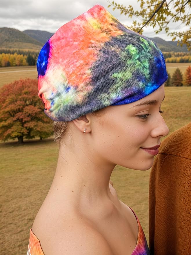 1 Pack Boho Headbands Stretch Paisley Print Bandana Headband Criss Cross Hair Bands Knotted Head Wrap Yoga Daily for Women and Girls (Vivid Color 2)