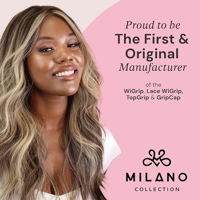 Milano Collection GripCap for Women, 2 in 1 Wig Cap with Grip Band Plus Wig Cap for Lace Frontals, Fully Adjustable, Comfortable, and Breathable Fabric for Secure Fit, Nude, 2 Pack