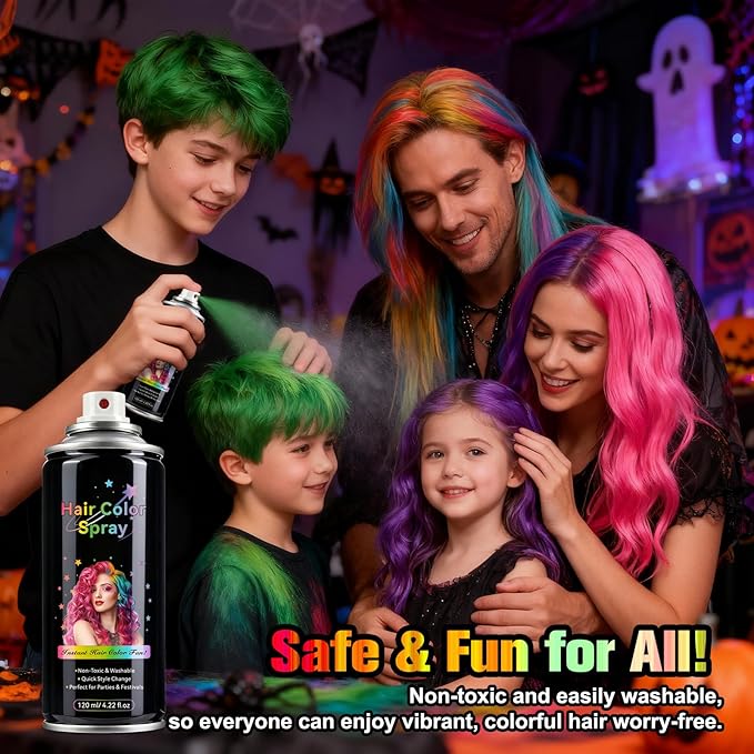 Temporary Hair Spray Color for Kids Women - One-Time Use Green Hair Spray, Vegan and Cruelty-Free Semi-Permanent Hair Color Dye (120ML, Fire Red)