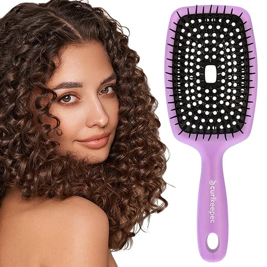 Curl Keeper Flexy Hair Brush, Purple - Detangling Hair Brush with Flexible Bristles for Shower Use, Combing Through Curls & Removing Tangles - Lightweight Hair Accessories for All Hair Type