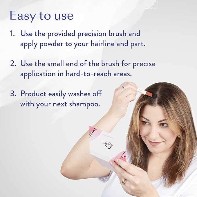 eSalon Root Touch Up + Brow Powder, Conceal & Cover (Dark Auburn) - Hairline Powder for Women - Scalp Concealer & Filler for Thinning & Gray Hair Coverage - Creates Thicker & Fuller-Looking Hair