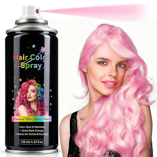 Temporary Hair Spray Color for Kids Women - One-Time Use Green Hair Spray, Vegan and Cruelty-Free Semi-Permanent Hair Color Dye (120ML,Pink)