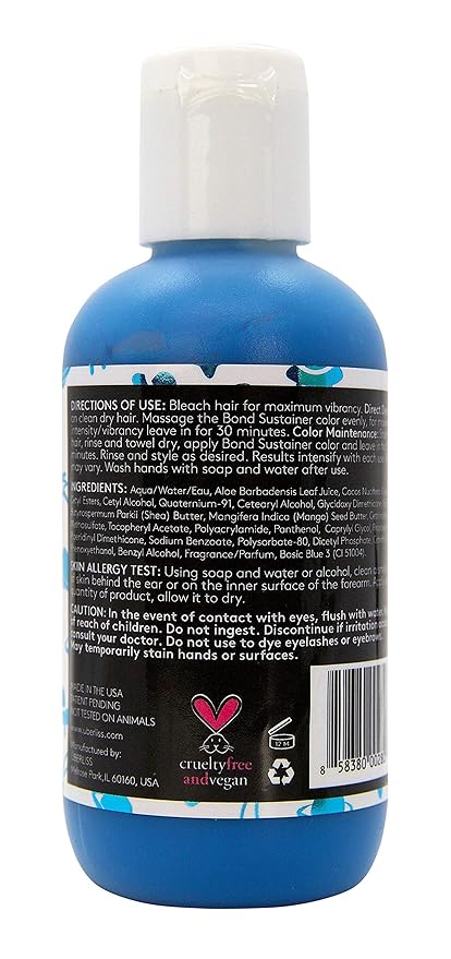 Uberliss Bond Sustainer Color (Neon Nebula Blue) 3.7oz - Color Depositing Conditioner - Semi Permanent Direct Dye - Rebuild Broken Bonds - For Healthy Hair