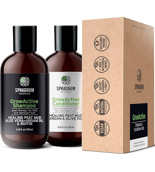 Hair Growth Shampoo and Conditioner - Natural Argan Oil Treatment with Effective Peat Mud for Thin and Damaged Hair. No SLS/Parabens. Powerful Organic DHT Blocker. Best for Hair Loss…