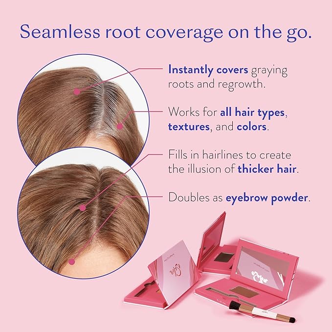 eSalon Root Touch Up + Brow Powder, Conceal & Cover (Dark Auburn) - Hairline Powder for Women - Scalp Concealer & Filler for Thinning & Gray Hair Coverage - Creates Thicker & Fuller-Looking Hair