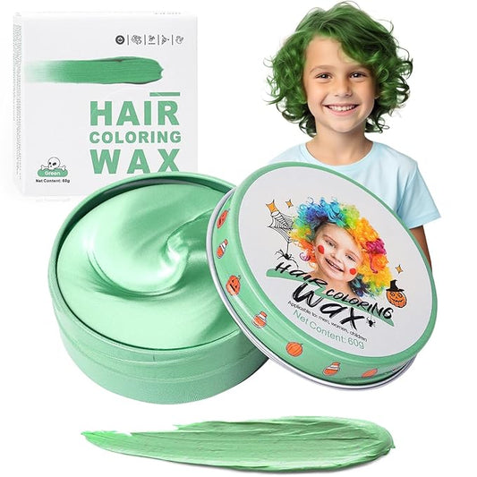 Temporary Green Hair Color Wax for Kids, Women Men Colored Hair Styling Mud, Washable Style Dye for Girls Boys Teens, DIY Instant Hair Coloring Gel Cream for Cosplay Halloween Children's Day