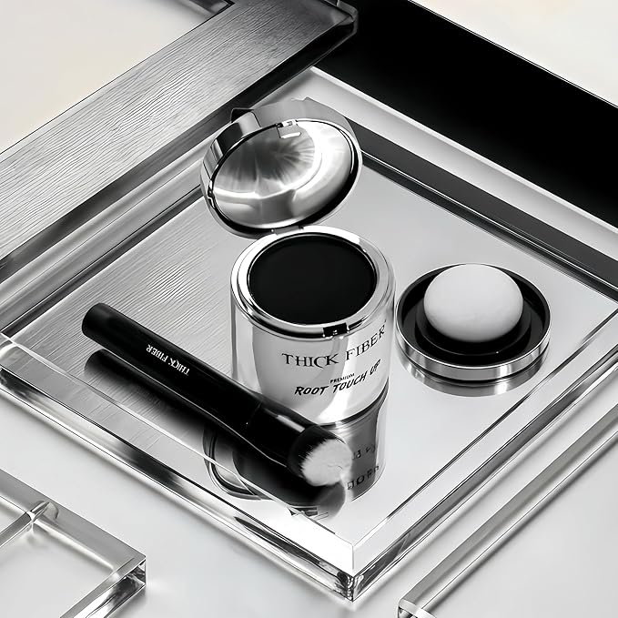 THICK FIBER Root Touch Up Powder with Brush – Covers Grey Roots, Thinning Hair & Bald Spots – Sweat & Water Resistant for Men & Women (white, 0.35 Ounce (Pack of 1))