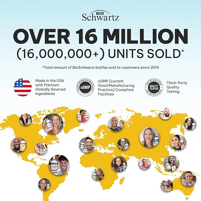 BioSchwartz Biotin Collagen Keratin Supplement - Hair Vitamins for Women - 10000mcg Biotin with Hyaluronic Acid & B Complex - Non-GMO 60 Capsules Beauty Supplement - Hair and Nails Vitamins for Women