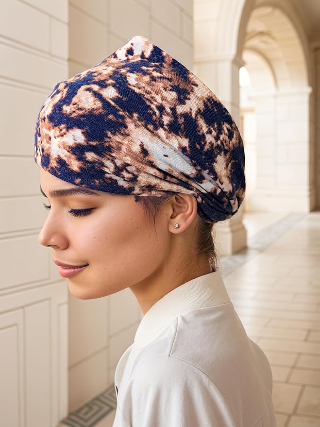 1 Pack Boho Headbands Stretch Paisley Print Bandana Headband Criss Cross Hair Bands Knotted Head Wrap Yoga Daily for Women and Girls (Gray-Black)