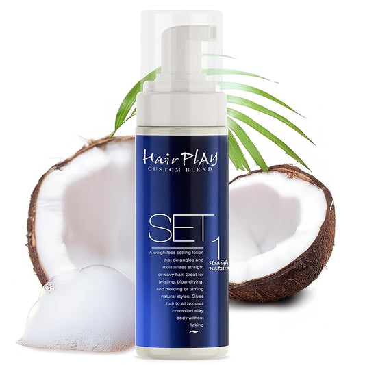 Hair Play Set #1 Hair Foam Mousse - Light Hold Styling Foam for Frizz Control - Volume Mousse for Fine Hair & Natural Straight Hair- Lightweight & Non-Greasy - Travel Size Hair Mousse - 8 Fl Oz
