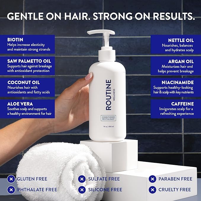 Routine Wellness Anti-Thinning Deep Conditioner for Thinning Hair – Strengthening DHT Blocker Formula for Men & Women – Promotes Fuller-Looking, Healthier Hair – 14 oz Orange Blossom & Sandalwood