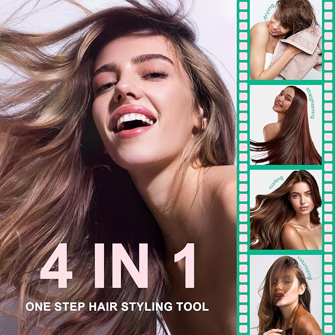 Travel Hair Dryer Brush Dual Voltage Blow Dryer in One, 2 inch Mini Hot Air Styling Tool, Hair Volumizer/Straightener/Curler with Universal Adapter, European Travel Size Styler