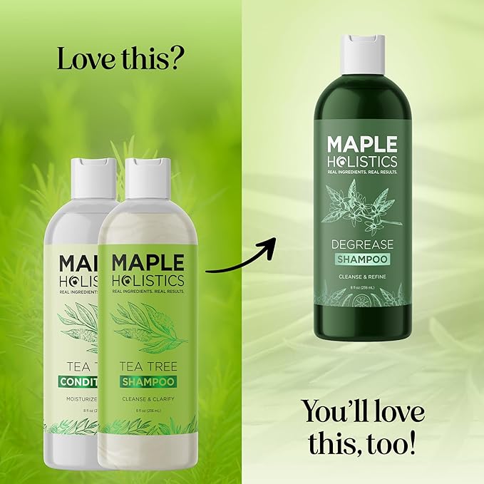 Tea Tree Shampoo and Conditioner Set - Sulfate Free Clarifying Shampoo and Conditioner for Oily Hair & Scalp Care with Australian Tea Tree Oil - Complete Dry Scalp Treatment for Build Up (8 Fl Oz)
