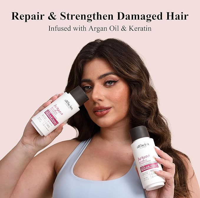 Alfheim Argan Repairing Shampoo & Conditioner Set | Sulfate-Free&Paraben-Free | Argan Oil, Keratin & Niacinamide for Dry, Damaged, Color-Treated Hair | Hydrating, Strengthening & Anti-Frizz|10.7oz*2