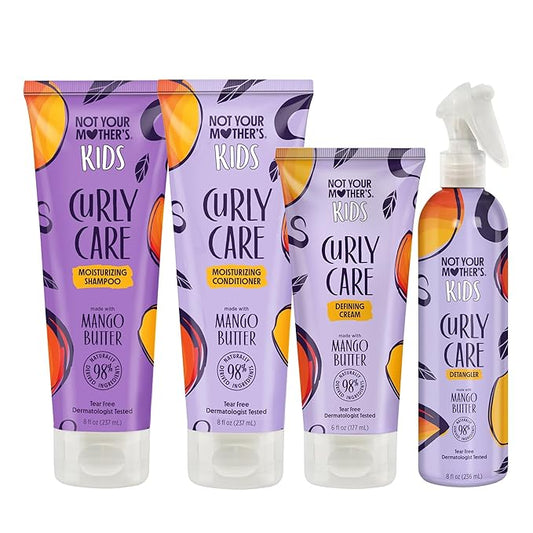 Not Your Mother's Kids Curly Care Shampoo, Conditioner, Curl Defining Cream, and Detangler Spray (4-Pack) - Hair Products for Kids - Tear-Free Formula - For All Curl Types