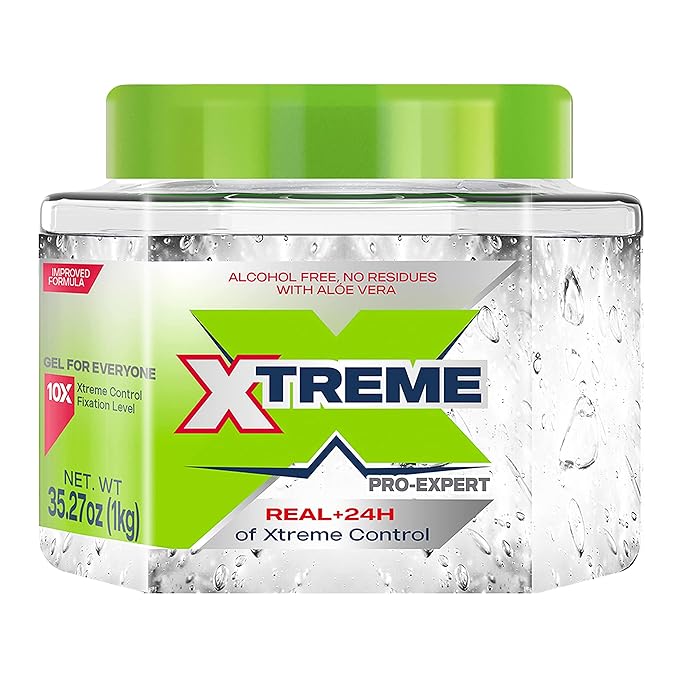 Xtreme Pro-Expert Clear Styling Hair Gel, Alcohol-Free 24-Hours Xtreme Control With Aloe Vera, 35.27 oz Jar (Pack of 6)