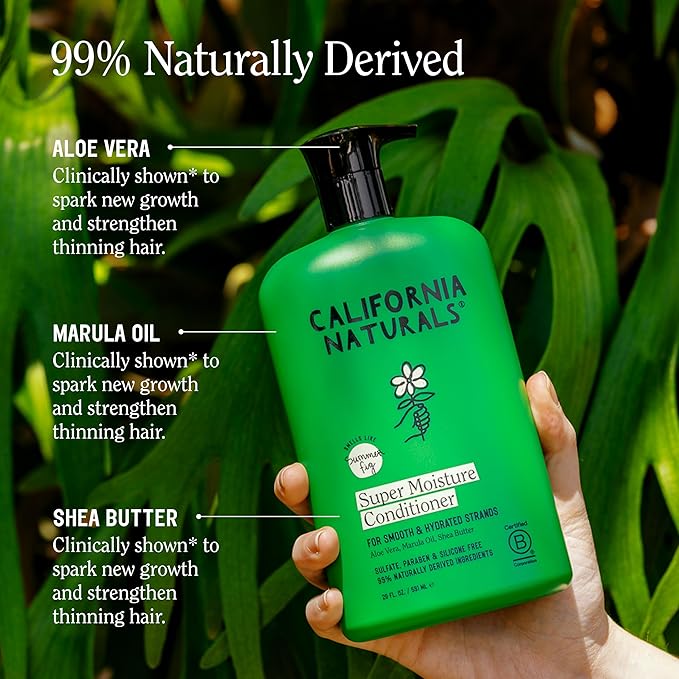 California Naturals Moisture Shampoo and Conditioner for Dry, Damaged Hair, Hair Care Bundle for Women and Men, Natural, Vegan, Cruelty, Silicone, Paraben, and Sulfate Free, Color Safe, 20 fl oz