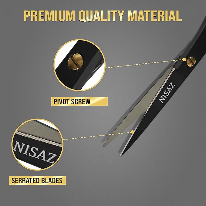 6.5 Inches Professional Hair Scissors with PU Leather Pouch, Smooth & Sharp Barber Scissor, Hair Cutting Scissors for Home or Salon Use – Ideal Hair Shears (Black, 6.5 Inches)