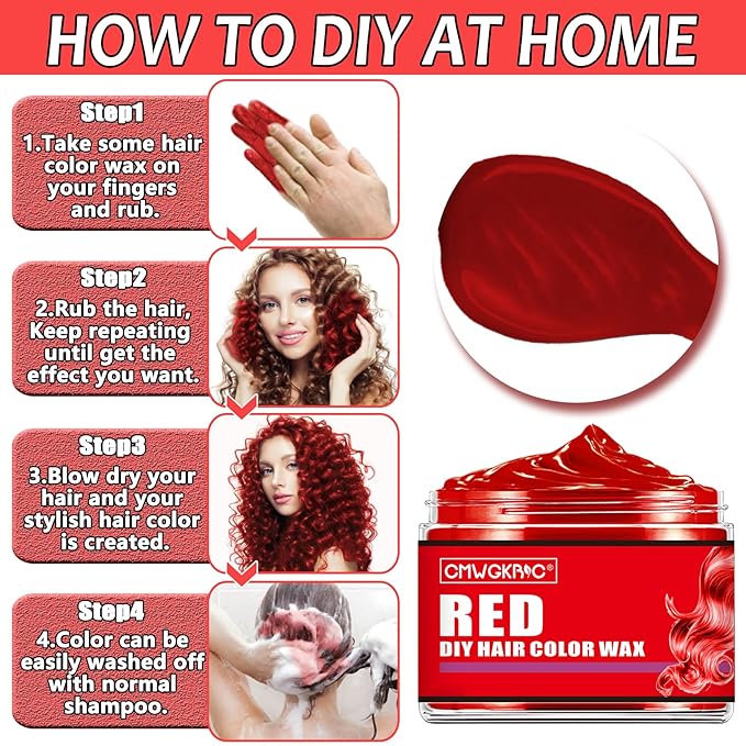 4 Colors Temporary Hair Color for Kids,Gifts for Teens,Girls,Boys,Gifts for Kids,Temporary Hair Dye,Hair Color Spray Green Red Blue Purple Hair Dye Hair Wax Color,Instant Color Wax Halloween Party