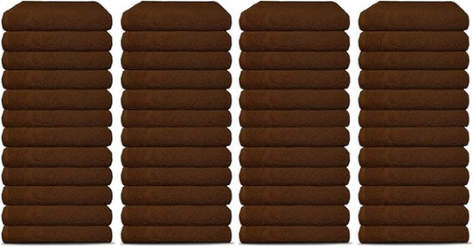 48 Pack Luxury Salon Towels, 100% Ringspun Cotton Comfort, Not Bleach Proof Highly Absorbent Barber Towels (25 x 15) Hair Towel Wrap for Women, Hand, Gym, Beauty, Spa & Home Hair Care – Brown