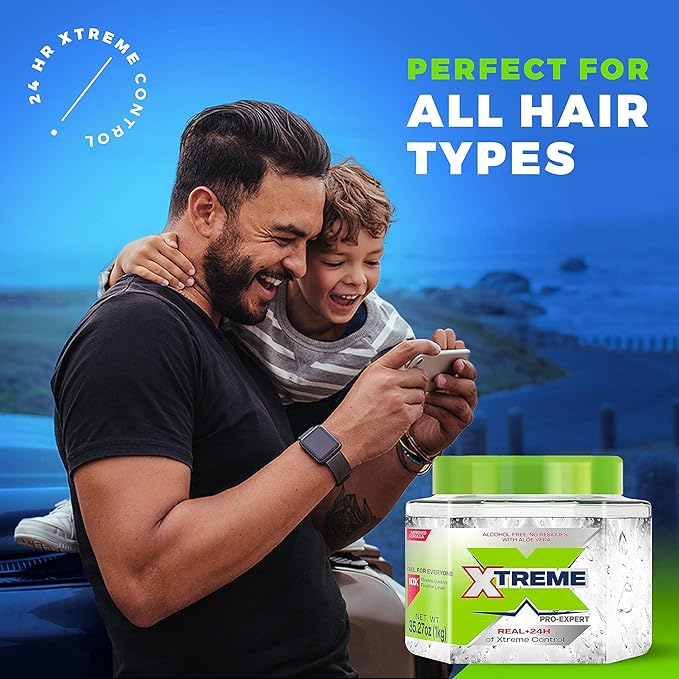 Xtreme Pro-Expert Clear Styling Hair Gel, Alcohol-Free 24-Hours Xtreme Control With Aloe Vera, 35.27 oz Jar (Pack of 6)