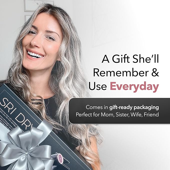 SRILabs DryQ ‘Smart’ Hair Dryer – White Edition – Super Lightweight, Foldable – Powerful, Quiet Motor – Infrared & Ionic Technology – 3 Magnetic Attachments – Heat Control with Locking Switch