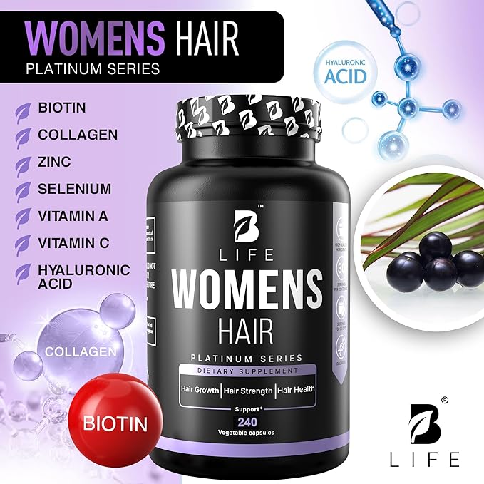 Hair Vitamins for Hair Loss for Women – Biotin for Hair Growth – Hair Loss Treatments for Women – Healthy Hair Skin and Nails –240 Capsules – 60 Servings