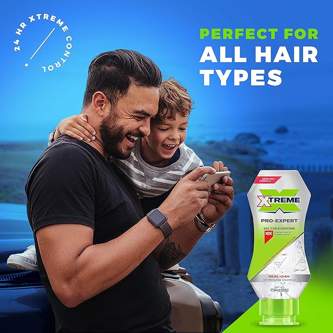 Xtreme Pro-Expert Clear Styling Hair Gel, Alcohol-Free 24-Hours Xtreme Control With Aloe Vera, 17.64 oz Squeeze Bottle (Pack of 12)