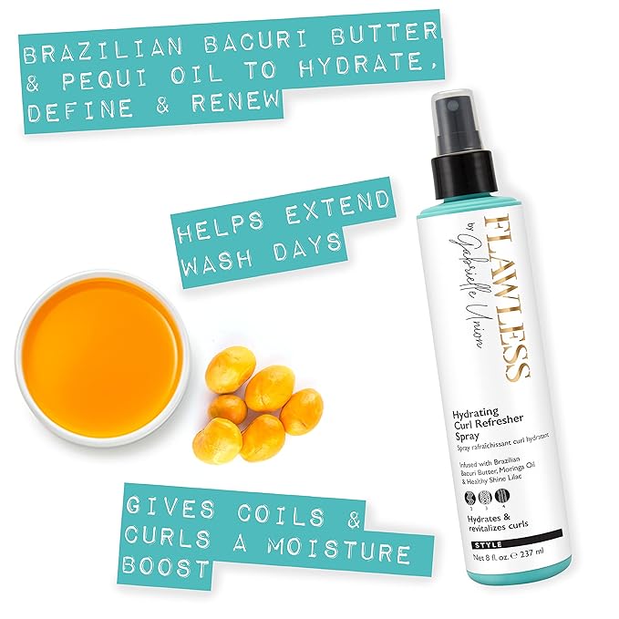Flawless by Gabrielle Union - Hydrating Curl Refresher Hair Spray for Curly and Coily Hair, 8 OZ