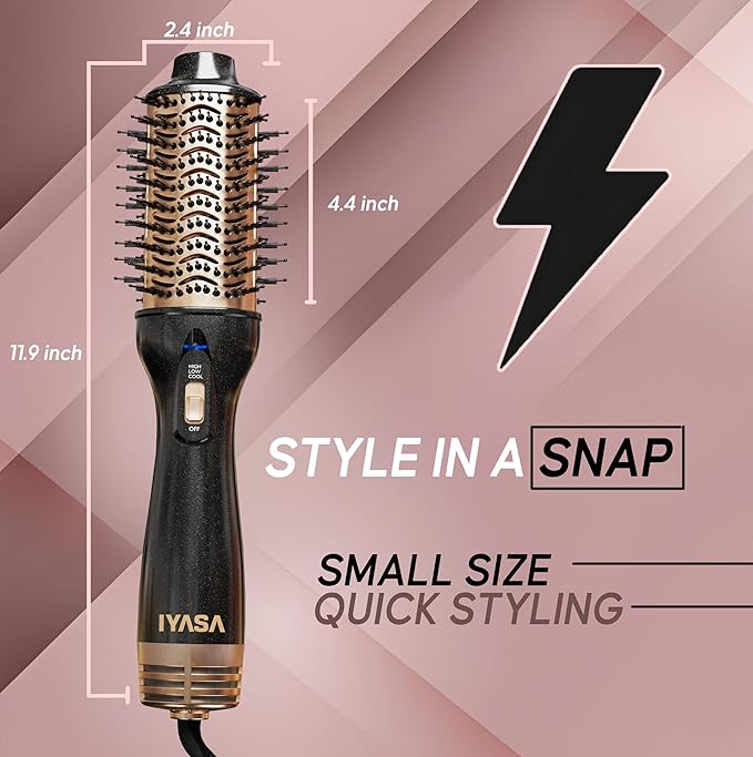 Premium 4-in-1 Oval Blow Dryer Brush, One-Step Hot Air Brush for Smooth, Hair Dryer & Volumizer, Salon Quality, Ionic Blow Dryer Styler & Straightener, Anti-Frizz, Large 3" Barrel, 13" Long