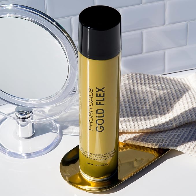 Prorituals Hair Spray, Hair Styling for Men and Woman, Gold Flex Firm & Flexible Hold Hairspray - Sulfate-Free Finishing Spray, Adds Shine, 10 oz