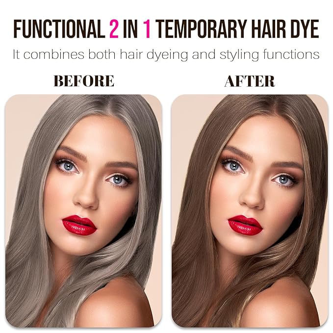 Brown Hair Spray,Temporary Hair Color Wax Dye,Hair Spray Color Temporary,Natural Hair Coloring Wax Hair Color Dye for Chiristmas,Cosplay,Party,Masquerade, Halloween.etc (Brown, 1 Pack)