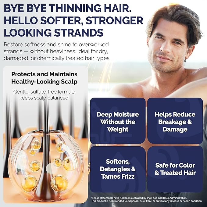 Anti-Thinning Peptide Conditioner – Sulfate Free Hydrating & Thickening Hair Conditioner with Biotin, Caffeine & Saw Palmetto for Women & Men, Safe for Color-Treated & All Hair Types, 16 fl.oz