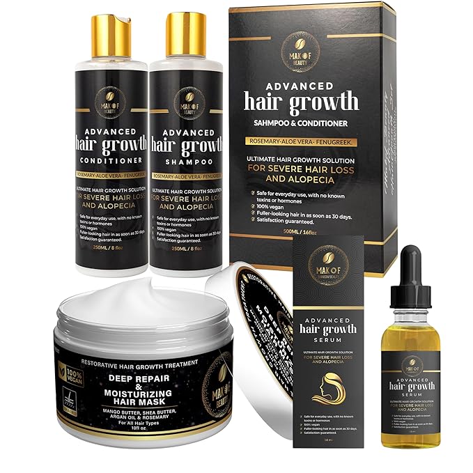 Rosemary Hair Growth Shampoo & Conditioner, Advanced hair treatment Set, Hair Treatment For Severe Hair loss Thinning hair. (TREATMENT & GROWTH/Shampoo Conditioner and Butter treatment)