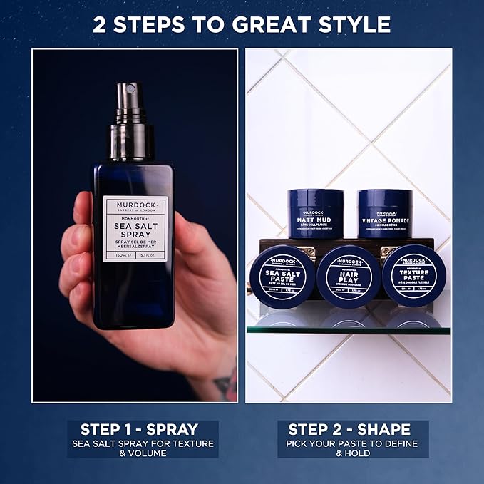 Murdock London Sea Salt Spray for Men – Barber-Trusted Texturizing Mens Hair Sprays for Root Lift, Volume & Matte Finish – Clean Label, Paraben-Free Sea Salt Spray for Hair (5.1 oz)