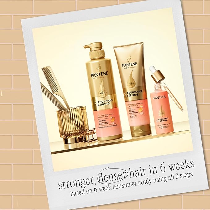 Alix Earle Pantene Abundant & Strong 5-Piece Gift Set - Regimen includes Shampoo (13.5 oz), Conditioner (8 oz), Serum (2 oz) for Hair Loss, Thinning, Anti-Breakage, Volume - Grows Healthier