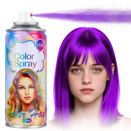 Acomler Purple Hair Spray Temporary, Washable Hair Color Spray for Kids Women, Temporary Purple Hair Dye, 4.06Oz One-Time Use Hair Color Wax Non-Sticky for Cosplay, Party, DIY, Halloween, Hair Makeup