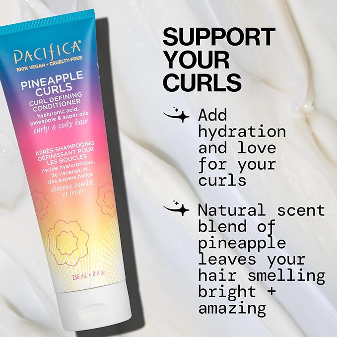 Pacifica Beauty Pineapple Curls 3-Step Hair Care Kit: Curl Defining Shampoo + Conditioner + Pineapple Swirl Curl Cream – Enhances Curls, Reduces Frizz, Vegan & Silicone-Free
