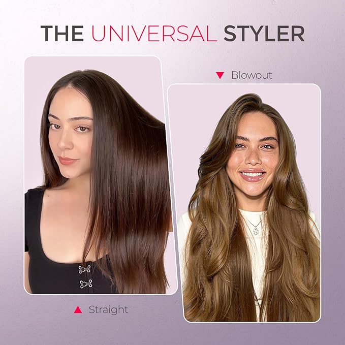 TYMO Ring Hair Straightener Brush – Hair Straightening Iron with Built-in Comb, 20s Fast Heating & 5 Temp Settings & Anti-Scald, Perfect for Professional Salon at Home, Sakura Pink