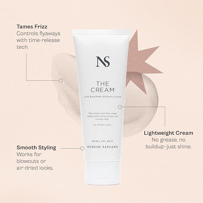 Nunzio Saviano The Cream – 118ml | Anti-Frizz Hair Styling Cream for Curly, Wavy and Frizzy Hair | Lightweight Smoothing Cream with Coconut Water & Milk | Frizz Control and Hydration for Healthy Hair