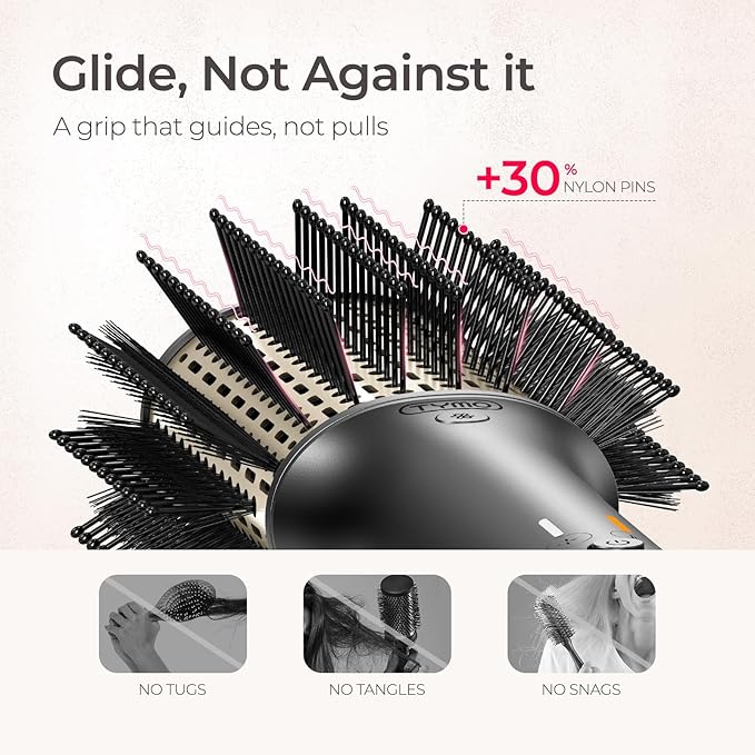 TYMO Hair Dryer Brush Blow Dryer Brush in One, Hot Air Brushes with 3 Barrels as Dryer Volumizer Straightener, Multi-Styler, 110,000 RPM High-Speed Motor Air Wrap, 200M Negative Ions for Frizz-Free