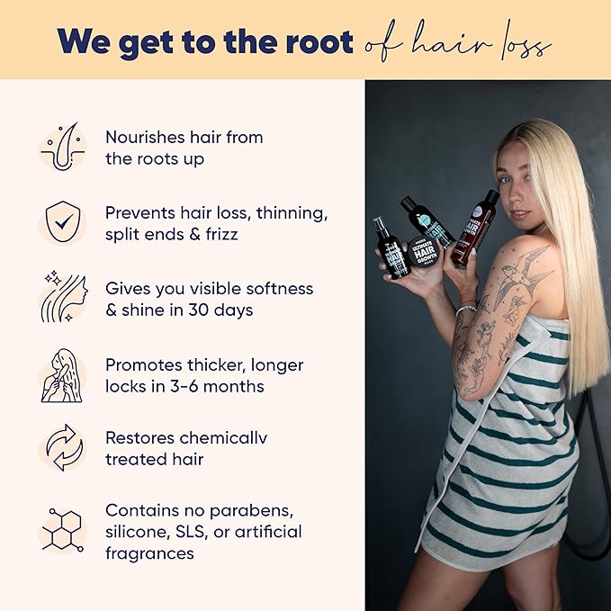 Moerie Mineral Shampoo and Conditioner Plus Hair Growth Spray Set – Ultimate Hair Care Pack – For Longer, Thicker, Fuller Hair - Volumizing Hair Care Products (Double Set)