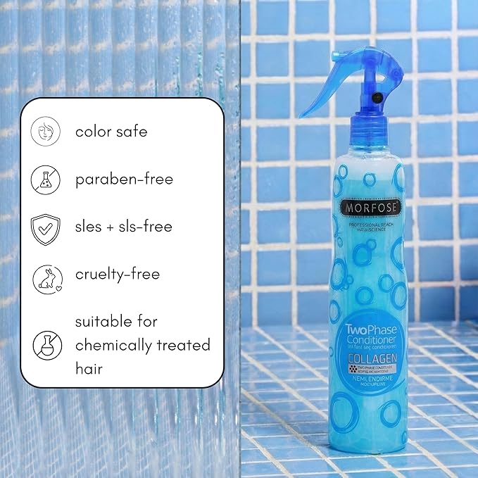 Morfose Professional Two Phase Leave-in Conditioner for Dry, Damaged, or Brittle Strands, Repairs and Protects, Damage, and Split Ends, 13.52 Fl. Oz (Collagen)