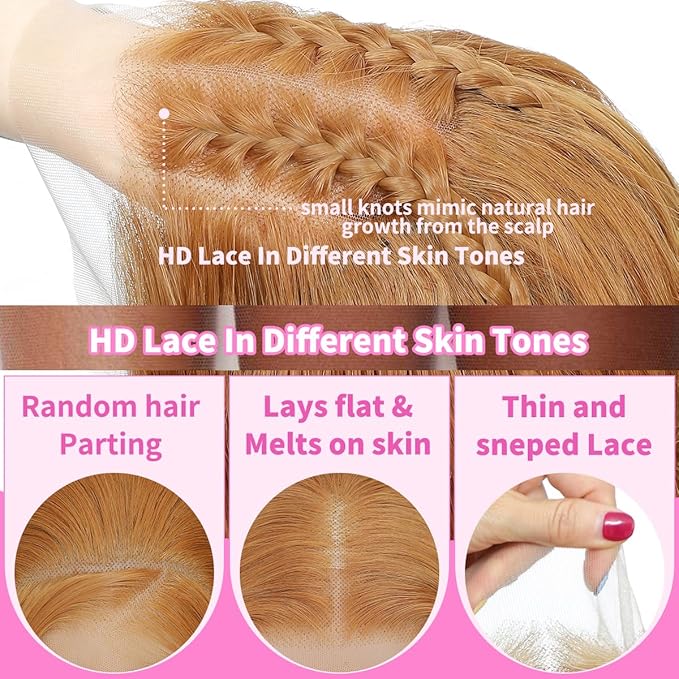 13x4 Synthetic Lace Front Wigs Pre Plucked 26 Inch Long Layered Ginger Straight Wigs For Women 100% Futura Premium Fiber Ready to Wear Wig With Bangs Beginner Friendly Daily Party Use